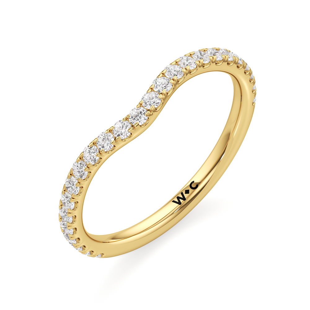 The Charlotte Three Stone Diamond Wedding Band with 18KT Yellow Gold Cut Diamond in 14KT Yellow Gold view 3

