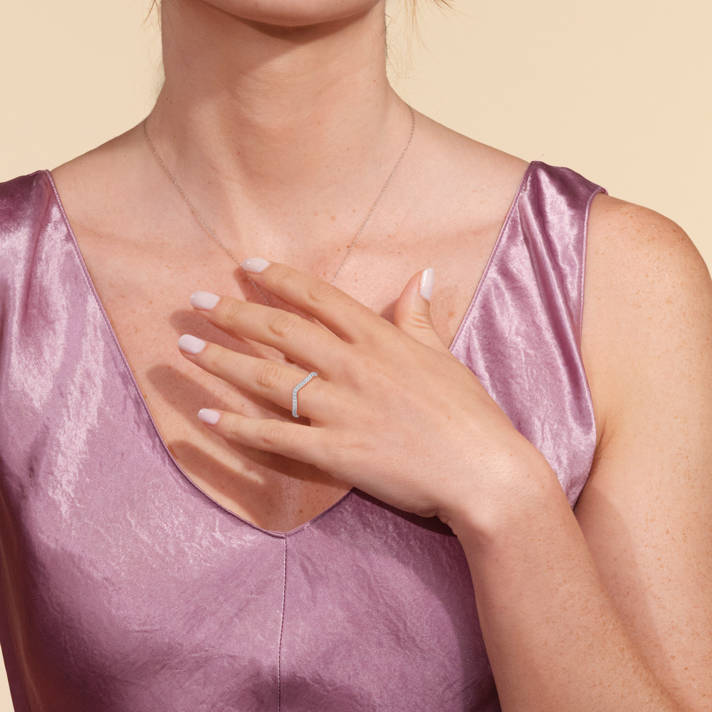 The Frankie Three Stone Diamond Wedding Band with 18KT Rose Gold Cut Diamond in 14KT Rose Gold view 6
