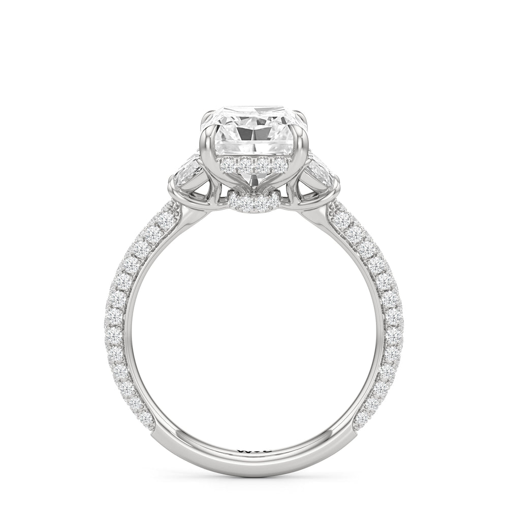 The Juliet Three Stone Engagement Ring with Radiant Cut Diamond in 14KT Platinum view 3
