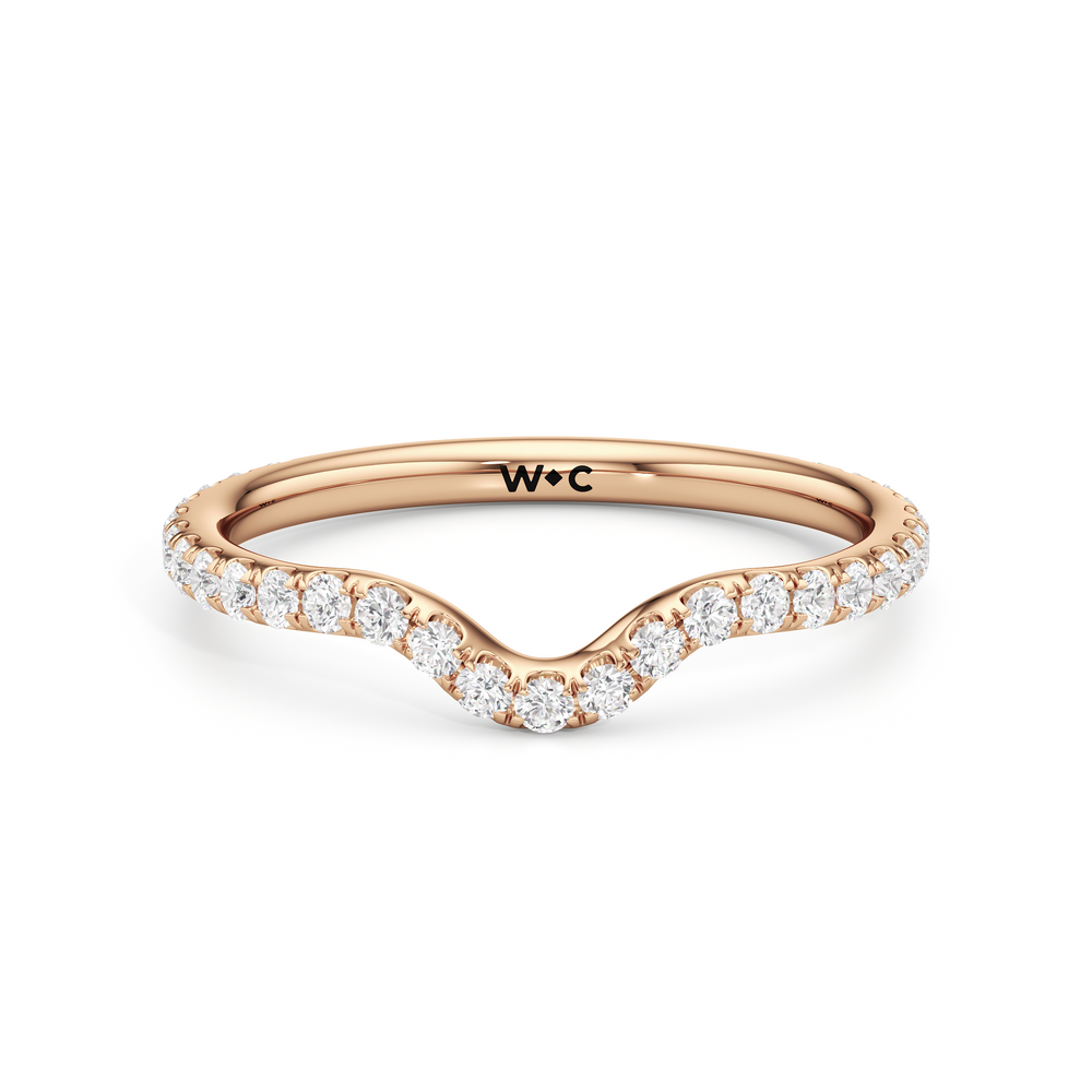 The Olivia Three Stone Diamond Wedding Band with 18KT Rose Gold Cut Diamond in 14KT Rose Gold view 1
