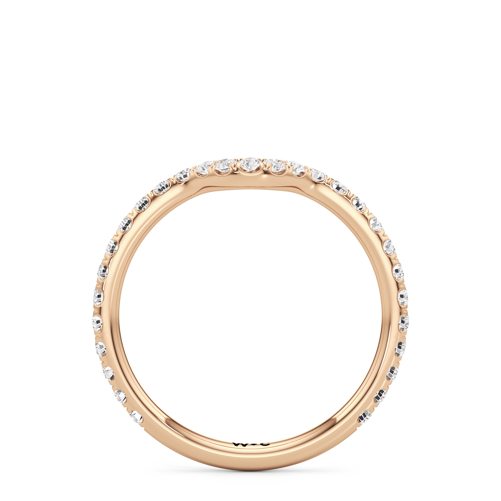 The Olivia Three Stone Diamond Wedding Band with 18KT Rose Gold Cut Diamond in 14KT Rose Gold view 2
