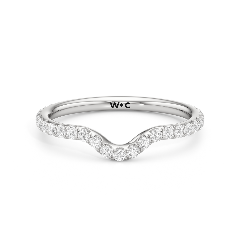 The Olivia Three Stone Diamond Wedding Band with Platinum Cut Diamond in 14KT Platinum view 1
