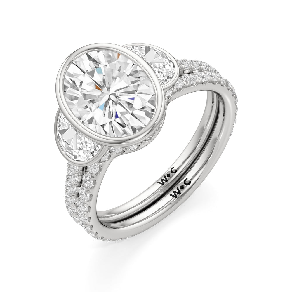 The Olivia Three Stone Engagement Ring with Marquise Cut Diamond in 14KT Platinum view 5
