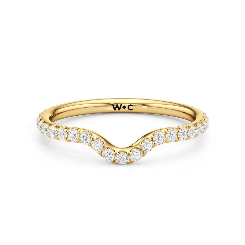 The Olivia Three Stone Diamond Wedding Band with 18KT Yellow Gold Cut Diamond in 14KT Yellow Gold view 1
