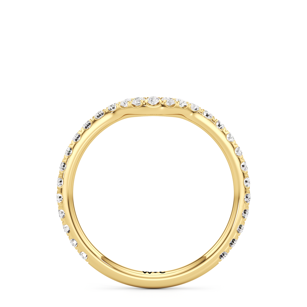 The Olivia Three Stone Diamond Wedding Band with 18KT Yellow Gold Cut Diamond in 14KT Yellow Gold view 2
