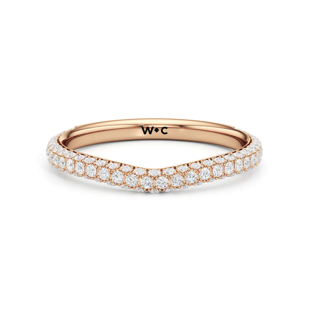 The Belle Three Stone Diamond Wedding Band with 18KT Rose Gold Cut Diamond in 14KT Rose Gold view 1
