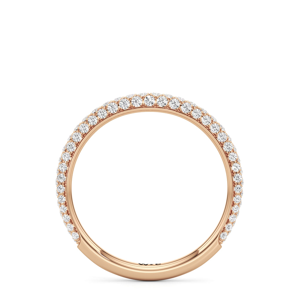 The Belle Three Stone Diamond Wedding Band with 18KT Rose Gold Cut Diamond in 14KT Rose Gold view 2
