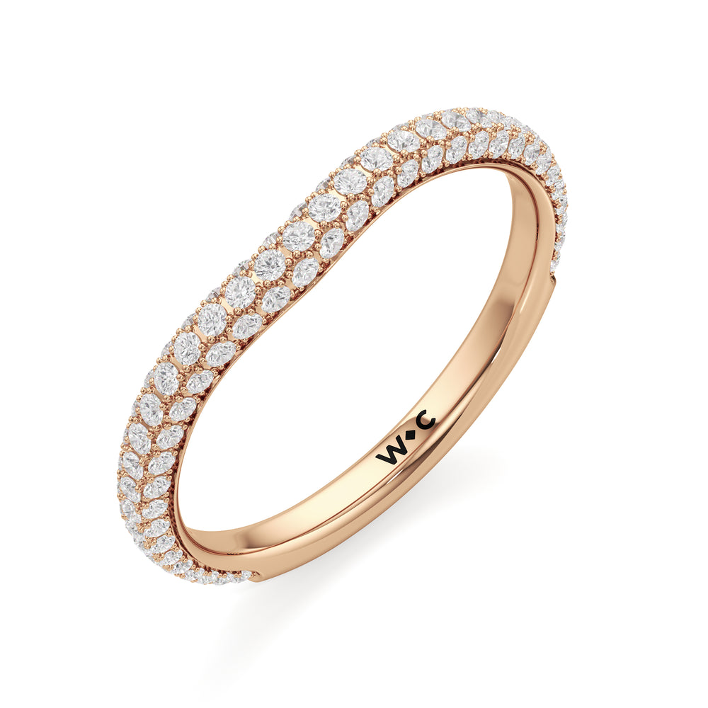 The Belle Three Stone Diamond Wedding Band with 18KT Rose Gold Cut Diamond in 14KT Rose Gold view 3

