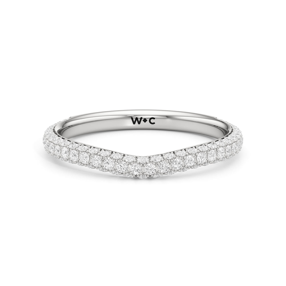 The Belle Three Stone Diamond Wedding Band with Platinum Cut Diamond in 14KT Platinum view 1
