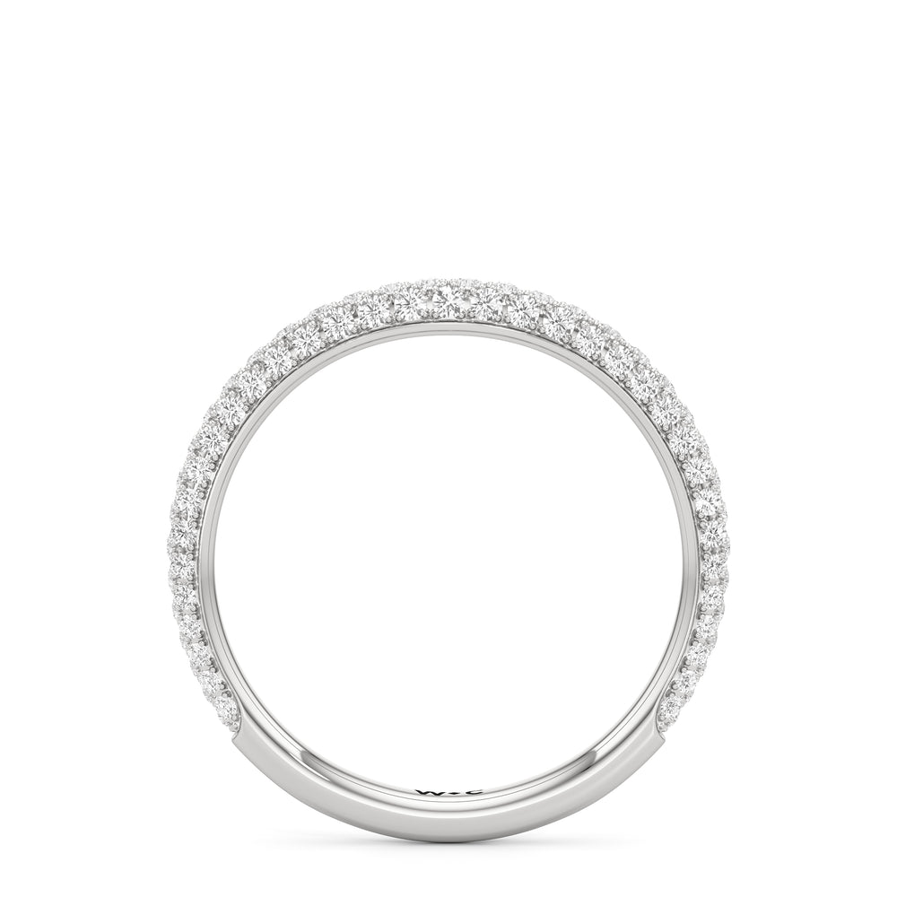 The Belle Three Stone Diamond Wedding Band with Platinum Cut Diamond in 14KT Platinum view 2
