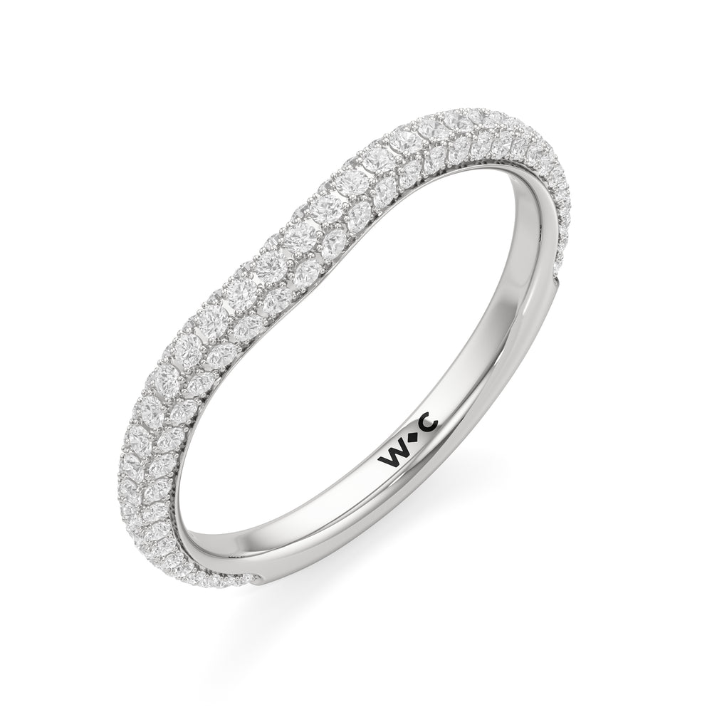The Belle Three Stone Diamond Wedding Band with Platinum Cut Diamond in 14KT Platinum view 3
