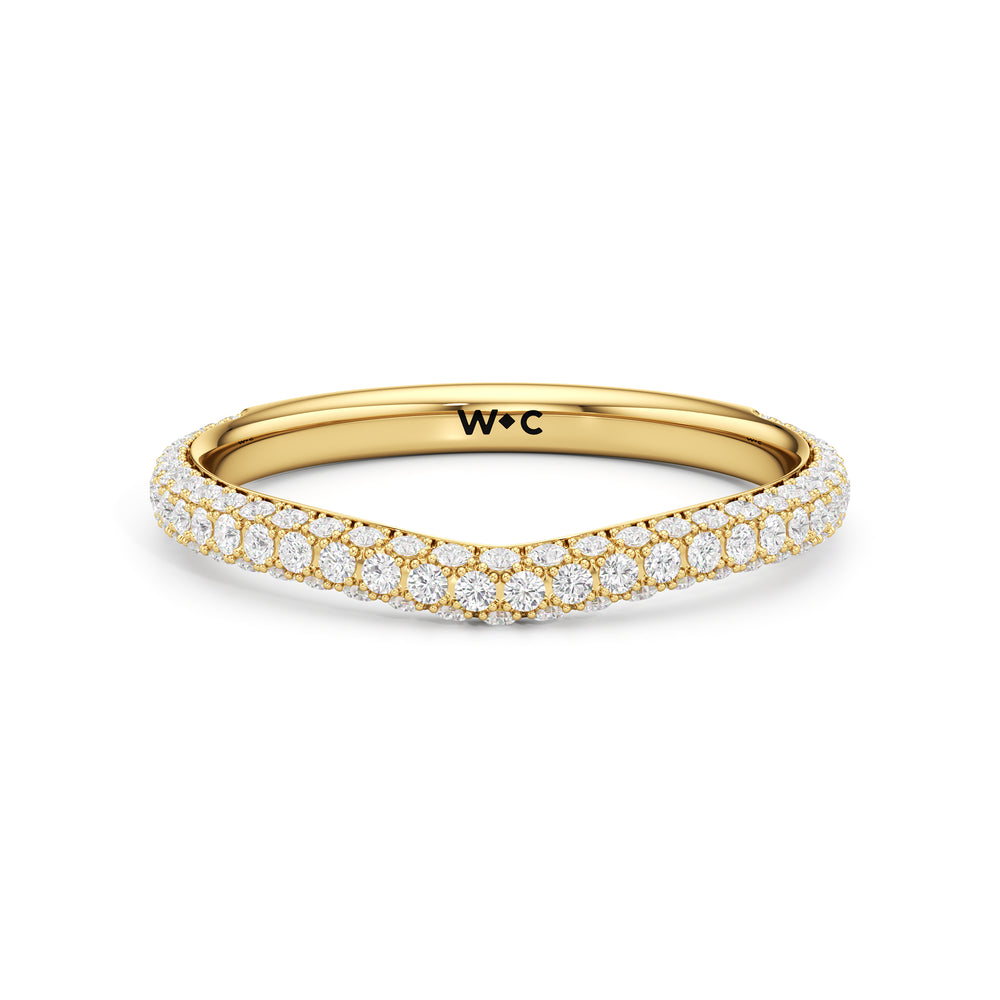 The Belle Three Stone Diamond Wedding Band with 18KT Yellow Gold Cut Diamond in 14KT Yellow Gold view 1
