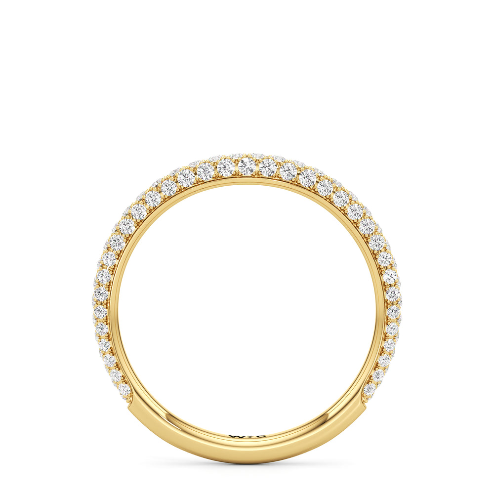 The Belle Three Stone Diamond Wedding Band with 18KT Yellow Gold Cut Diamond in 14KT Yellow Gold view 2
