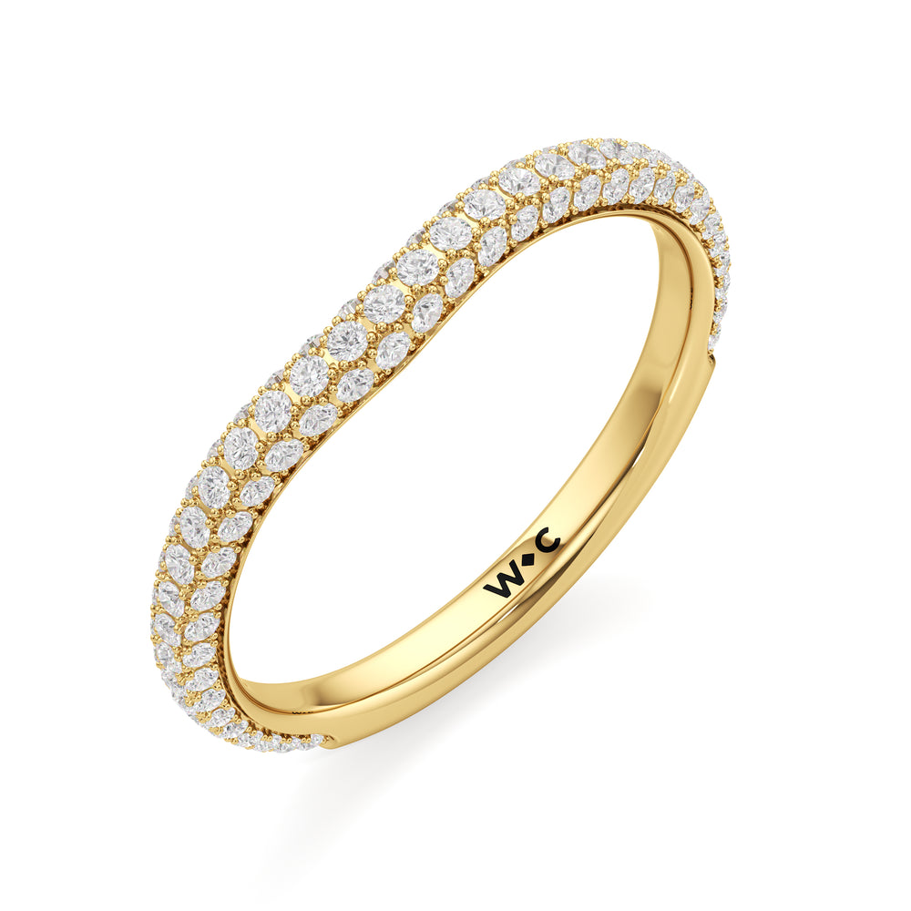 The Belle Three Stone Diamond Wedding Band with 18KT Yellow Gold Cut Diamond in 14KT Yellow Gold view 3
