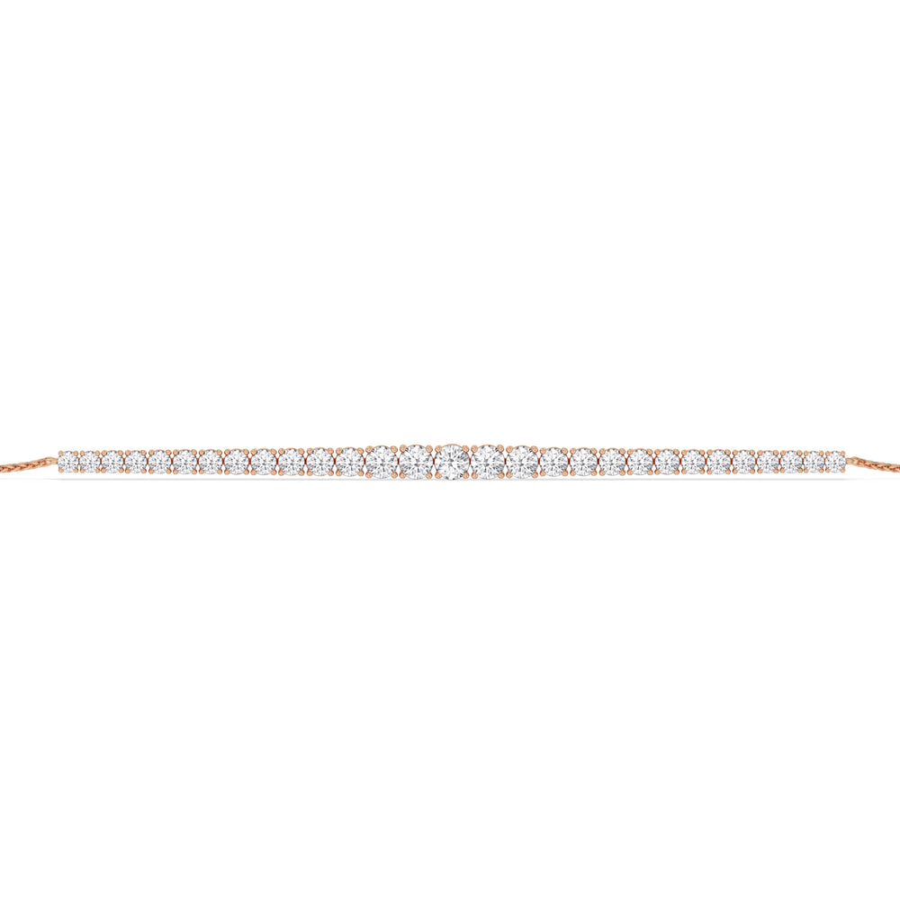 Graduating Tennis Lab Created Diamond Bolo Bracelet with Lab Cut Diamond in 14KT Rose Gold view 5
