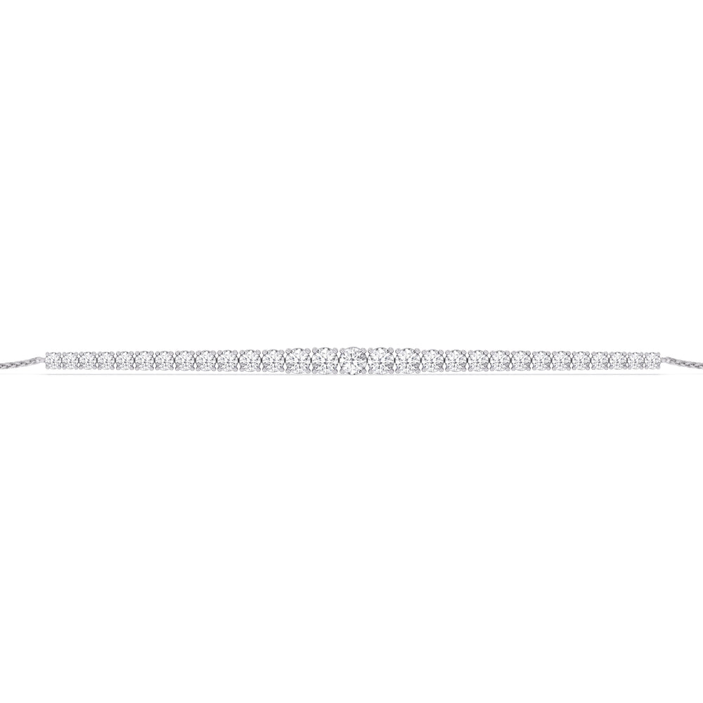 Graduating Tennis Lab Created Diamond Bolo Bracelet with Lab Cut Diamond in 14KT White Gold view 5
