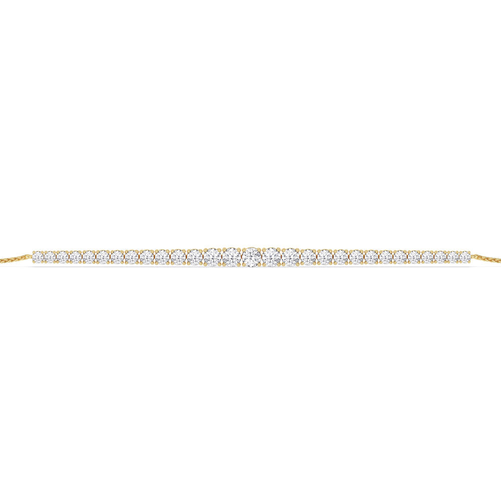 Graduating Tennis Lab Created Diamond Bolo Bracelet with Lab Cut Diamond in 14KT Yellow Gold view 5

