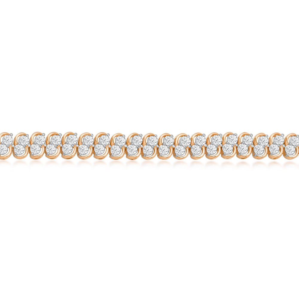 Two Row Lab Diamond Tennis Bracelet with 5 Cut Diamond in 14KT Rose Gold view 2
