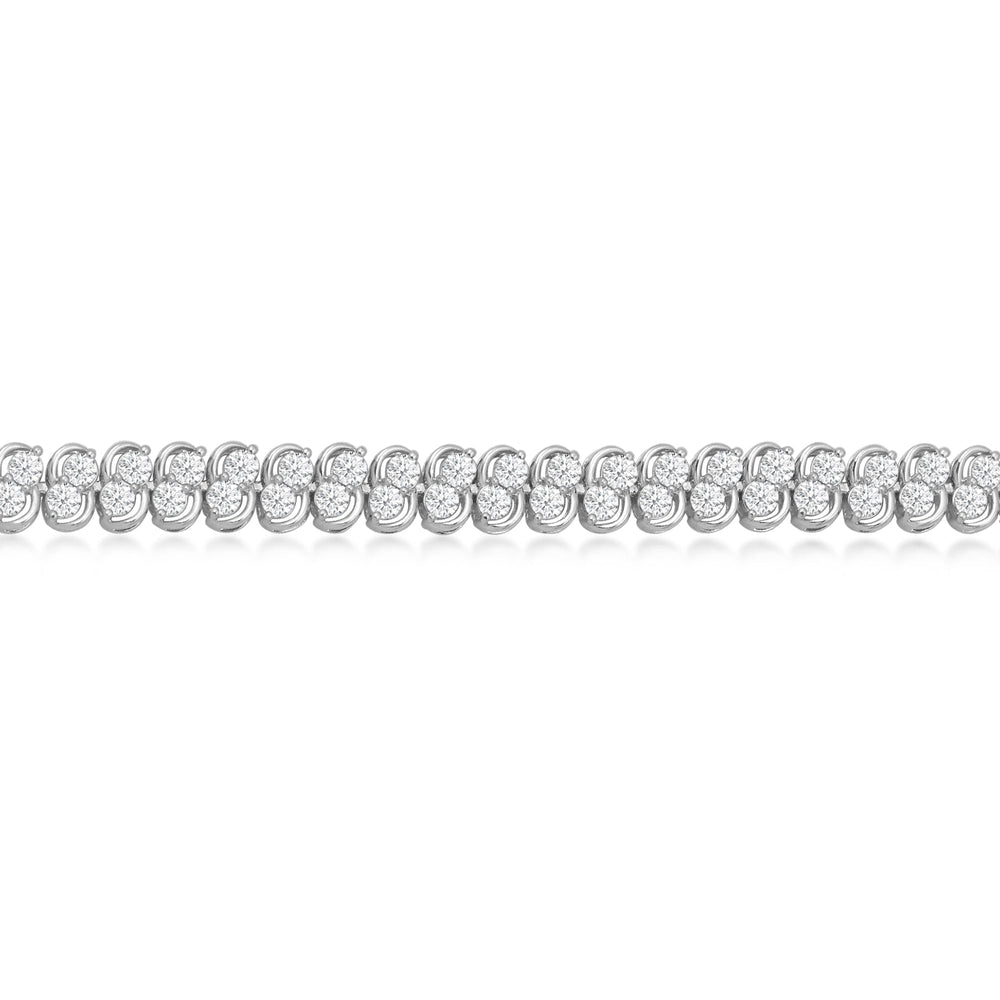 Two Row Lab Diamond Tennis Bracelet with 5 Cut Diamond in 14KT White Gold view 2
