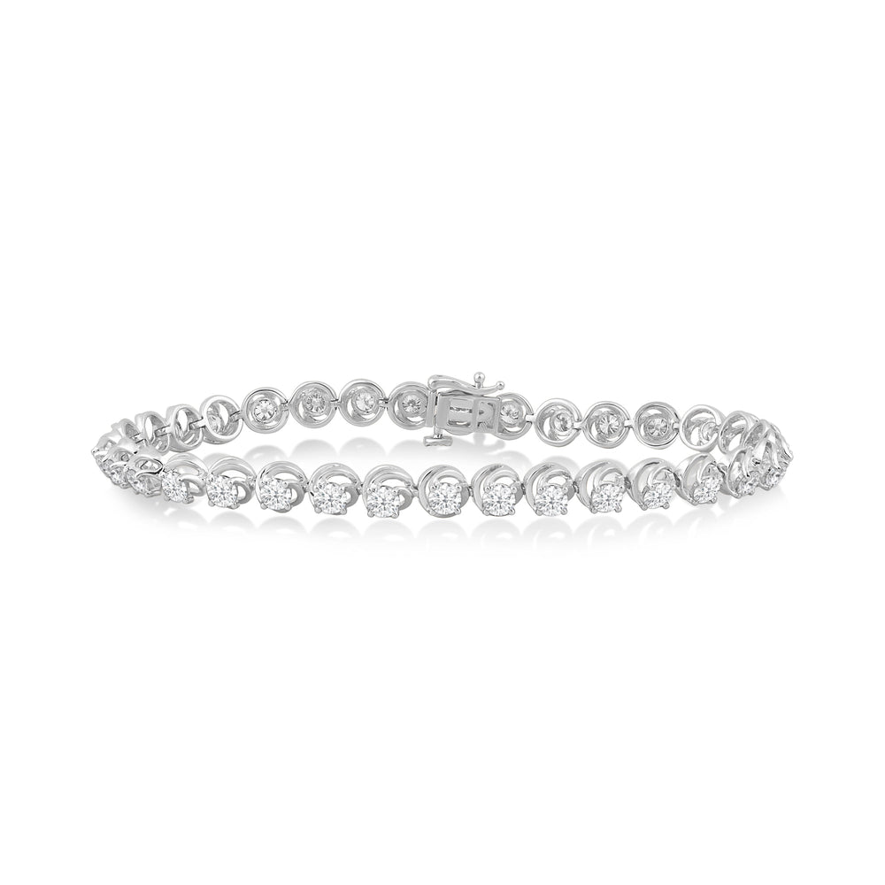 Swirl Lab Diamond Tennis Bracelet with 5 Cut Diamond in 14KT White Gold view 1
