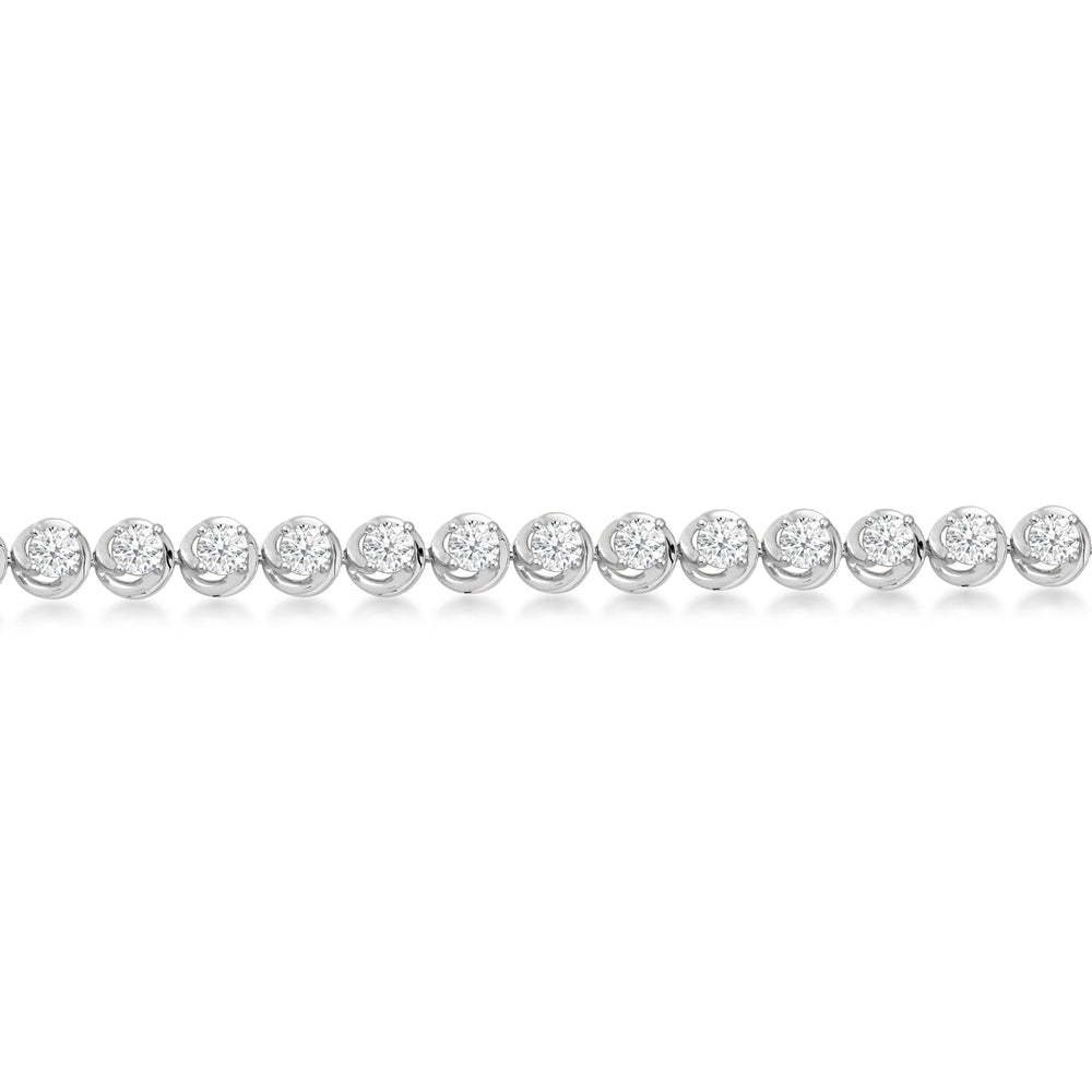 Swirl Lab Diamond Tennis Bracelet with 5 Cut Diamond in 14KT White Gold view 2
