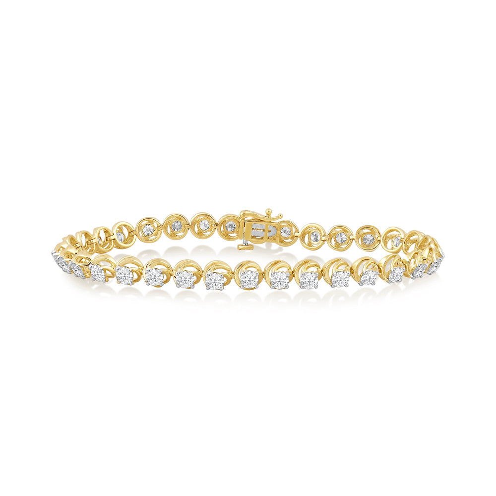 Swirl Lab Diamond Tennis Bracelet with 5 Cut Diamond in 14KT Yellow Gold view 1
