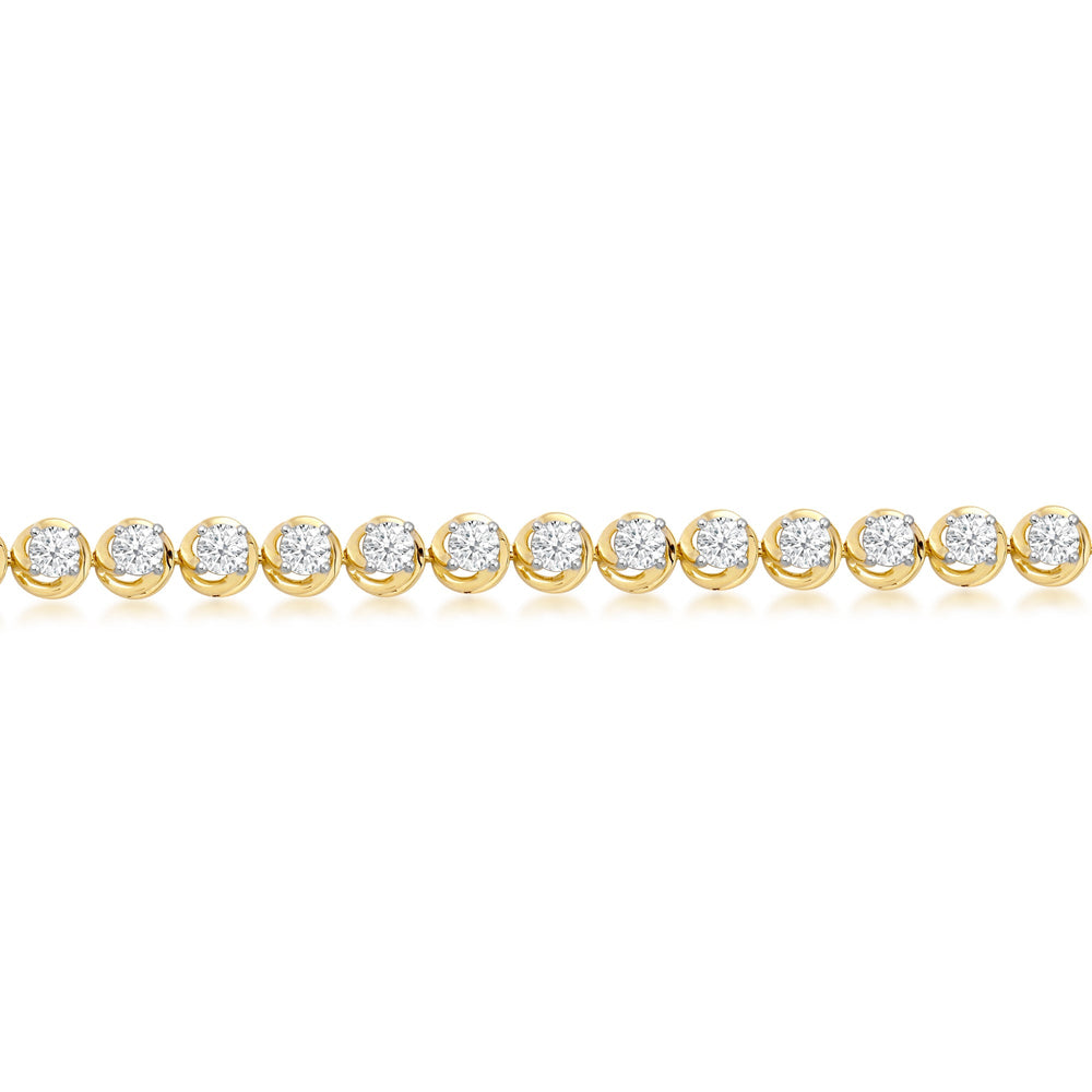 Swirl Lab Diamond Tennis Bracelet with 5 Cut Diamond in 14KT Yellow Gold view 2

