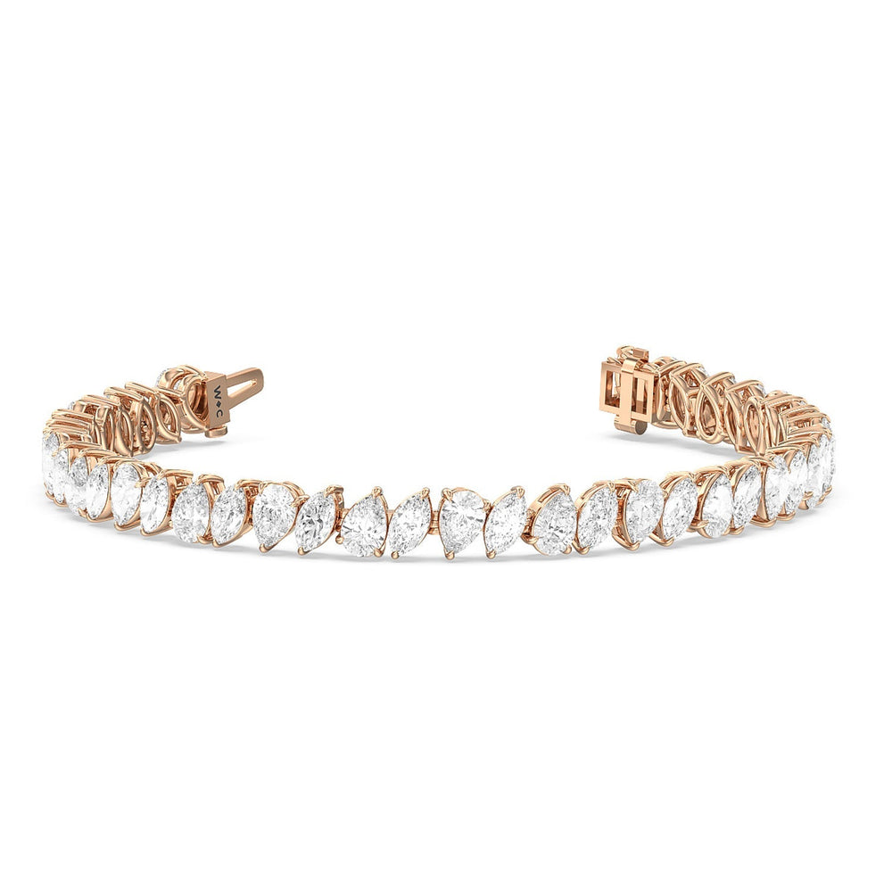 Pear and Marquise Alternating Tennis Bracelet with Lab Cut Diamond in 14KT Rose Gold view 2
