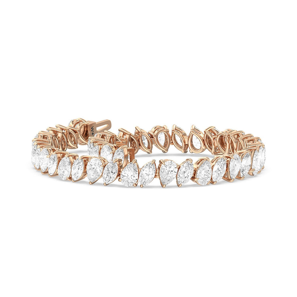 Pear and Marquise Alternating Tennis Bracelet with Lab Cut Diamond in 14KT Rose Gold view 3
