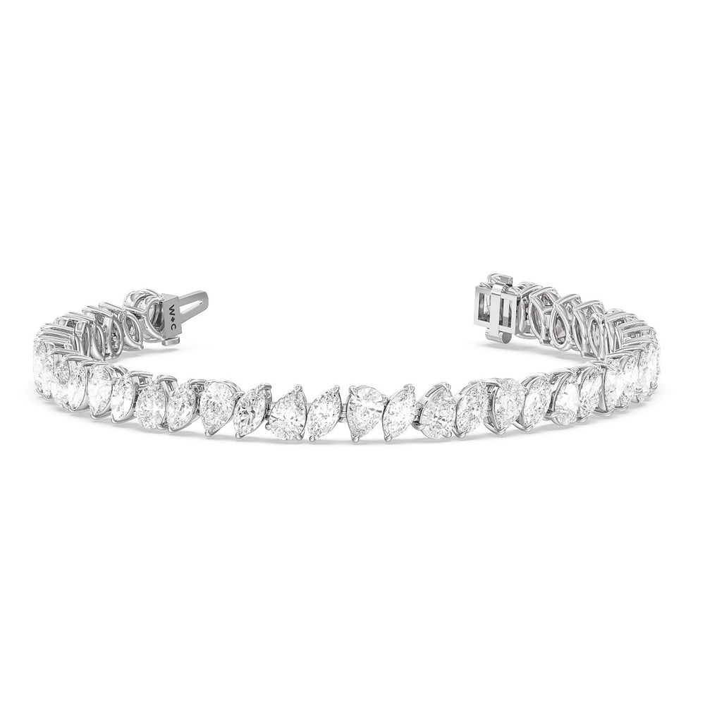 Pear and Marquise Alternating Tennis Bracelet with Lab Cut Diamond in 14KT White Gold view 2
