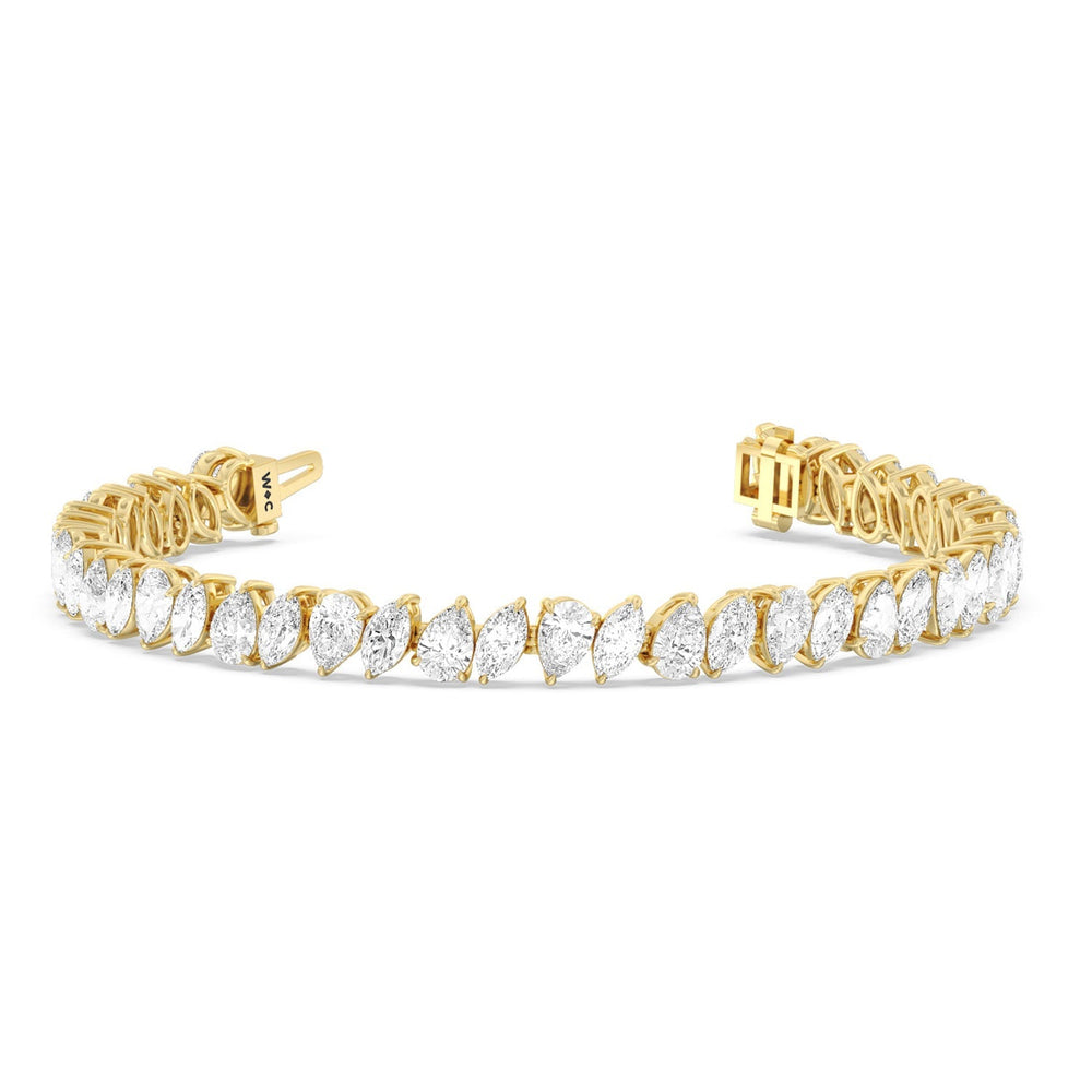 Pear and Marquise Alternating Tennis Bracelet with Lab Cut Diamond in 14KT Yellow Gold view 2

