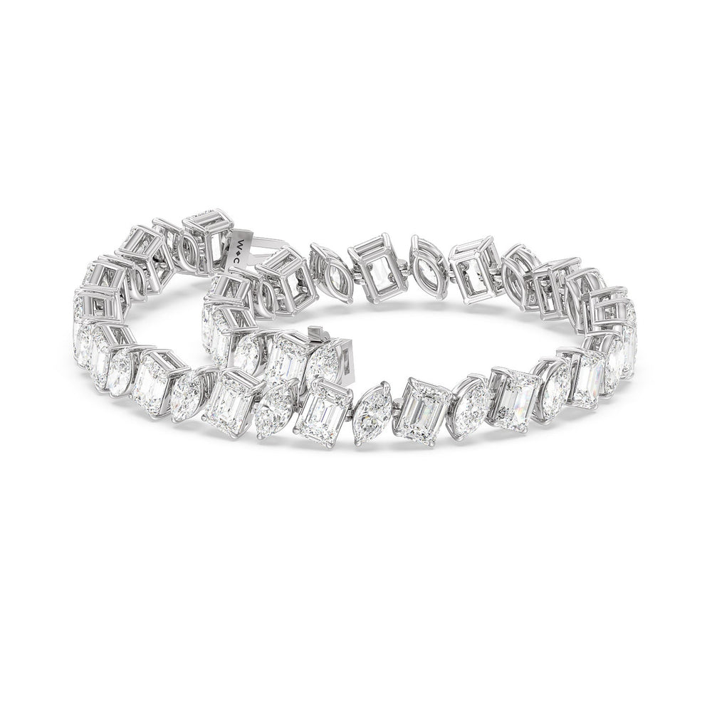 Emerald and Marquise Alternating Tennis Bracelet with Lab Cut Diamond in 14KT White Gold view 3

