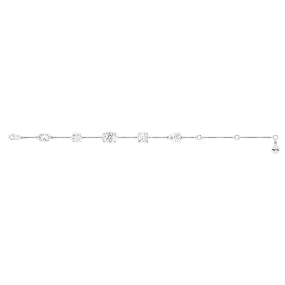 Mixed Shape Diamonds Bracelet with Lab Cut Diamond in 14KT White Gold view 7
