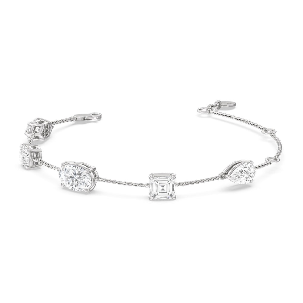 Mixed Shape Diamonds Bracelet with Lab Cut Diamond in 14KT White Gold view 1
