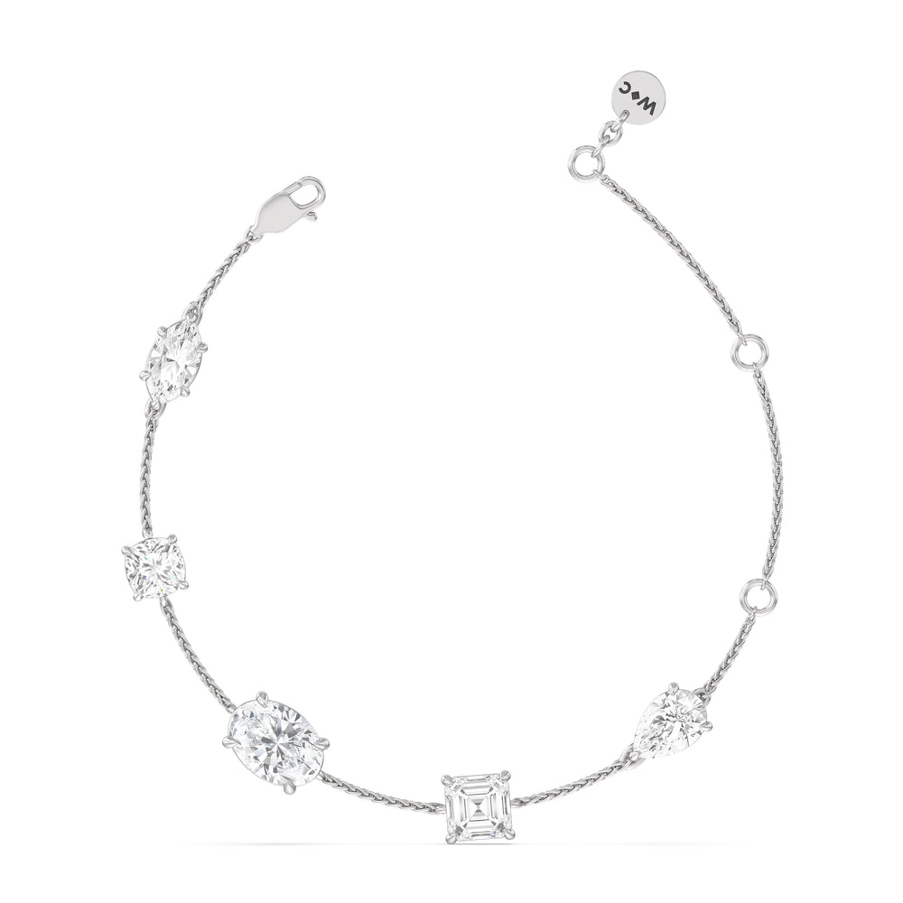 Mixed Shape Diamonds Bracelet with Lab Cut Diamond in 14KT White Gold view 6
