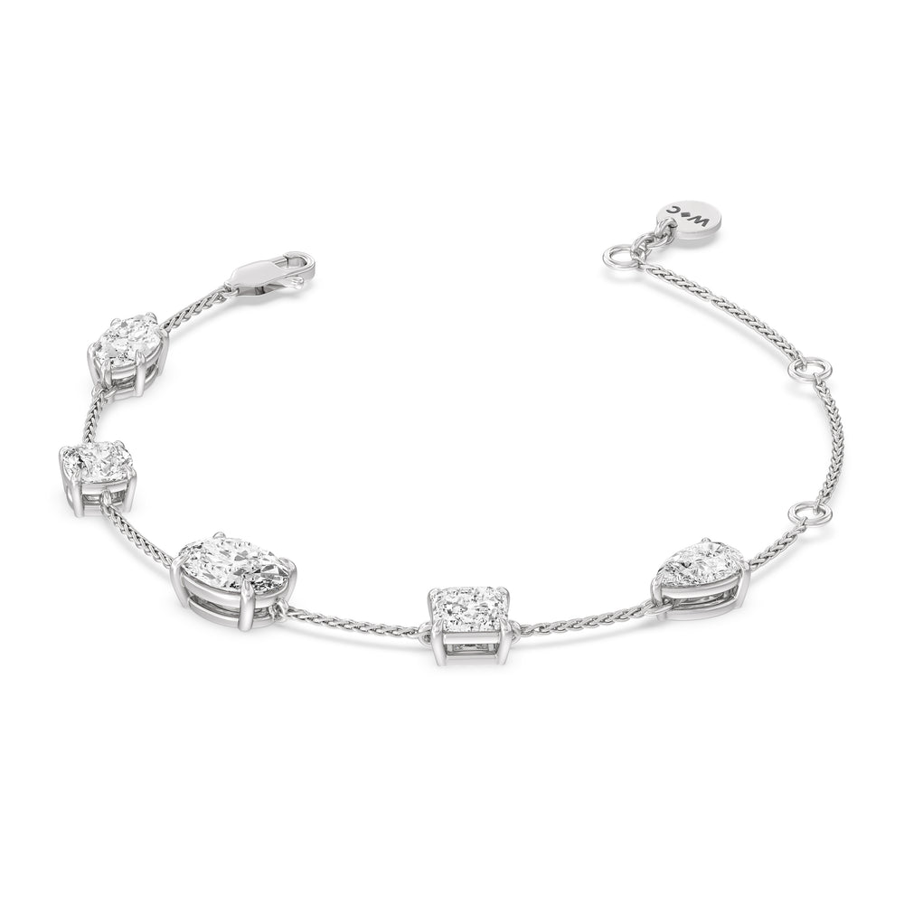 Mixed Shape Diamonds Bracelet with Lab Cut Diamond in 14KT White Gold view 2
