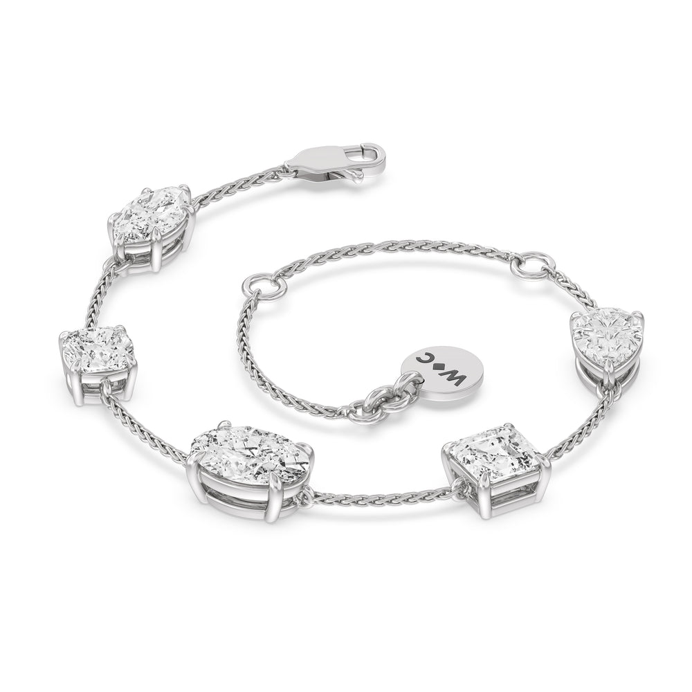 Mixed Shape Diamonds Bracelet with Lab Cut Diamond in 14KT White Gold view 5

