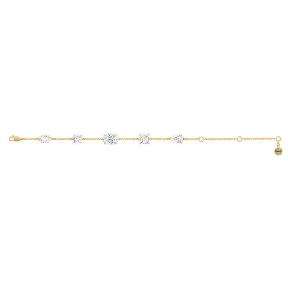 Mixed Shape Diamonds Bracelet with Lab Cut Diamond in 14KT Yellow Gold view 7
