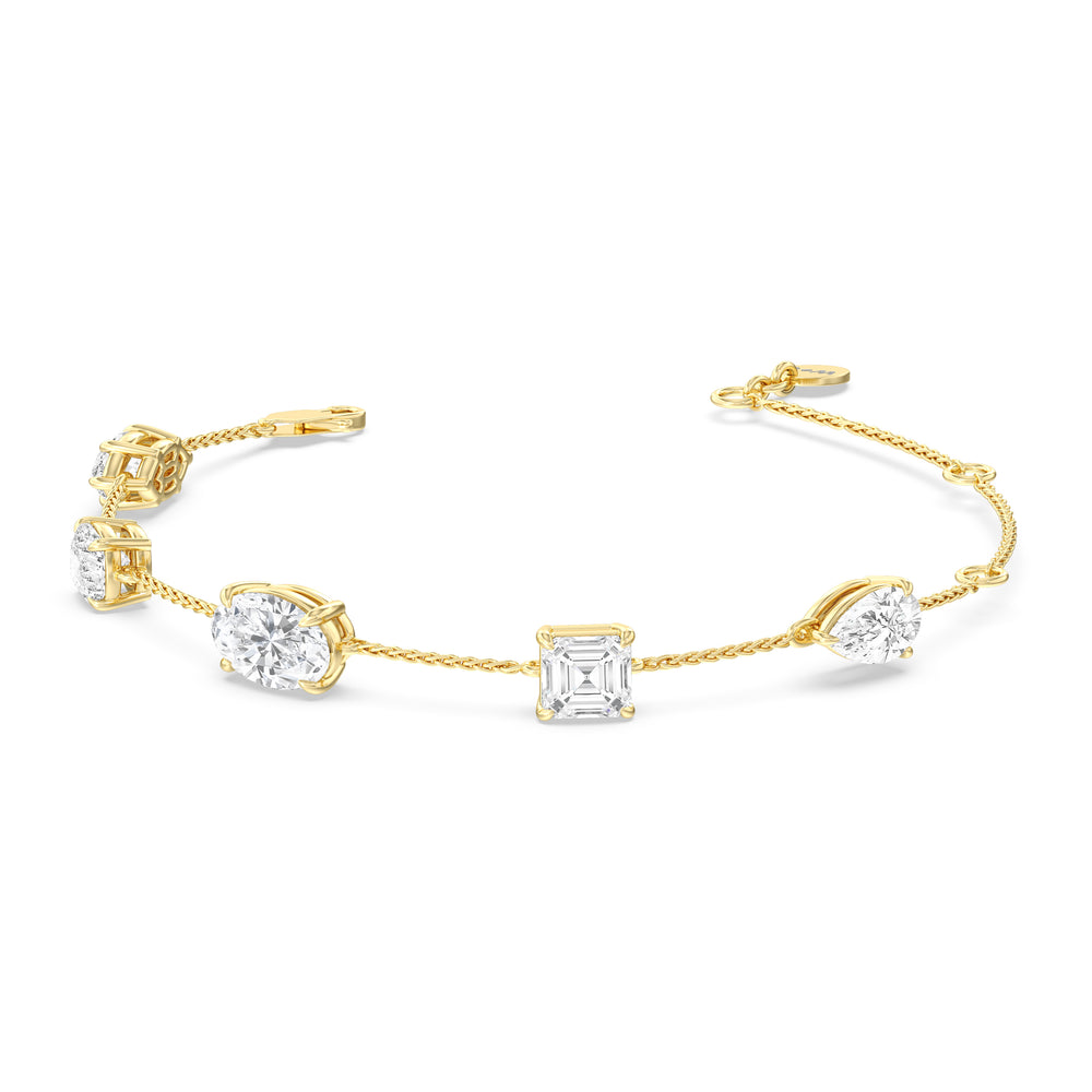Mixed Shape Diamonds Bracelet with Lab Cut Diamond in 14KT Yellow Gold view 1

