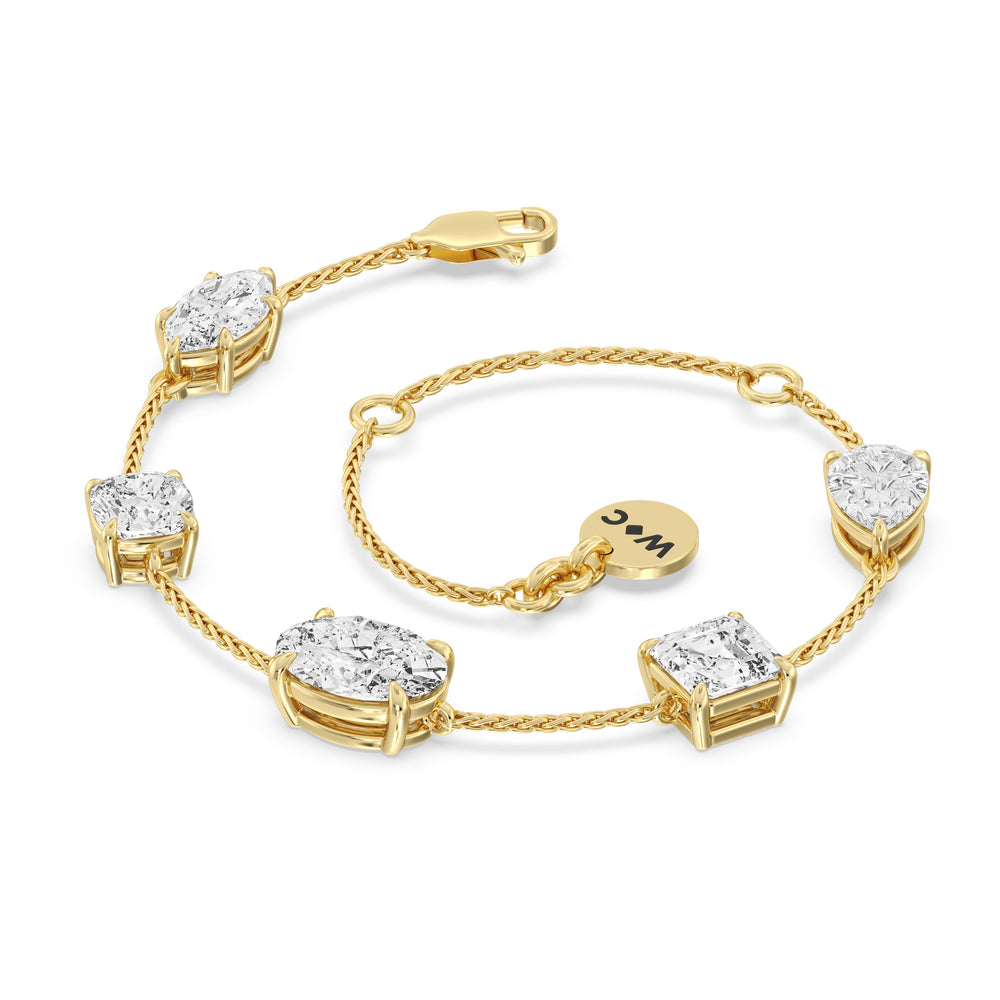 Mixed Shape Diamonds Bracelet with Lab Cut Diamond in 14KT Yellow Gold view 5
