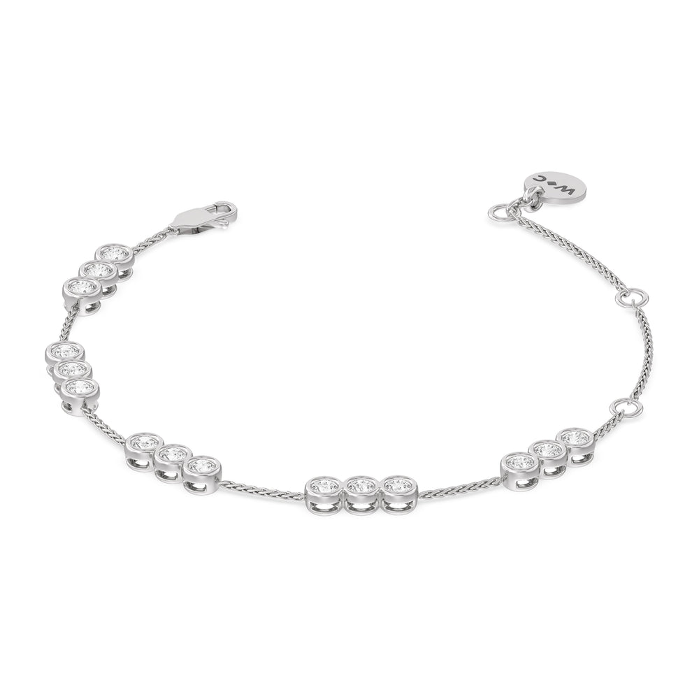 Three Bezel Station Bracelet with Lab Cut Diamond in 14KT White Gold view 2
