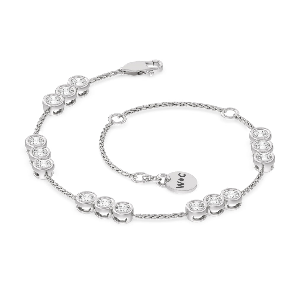 Three Bezel Station Bracelet with Lab Cut Diamond in 14KT White Gold view 6
