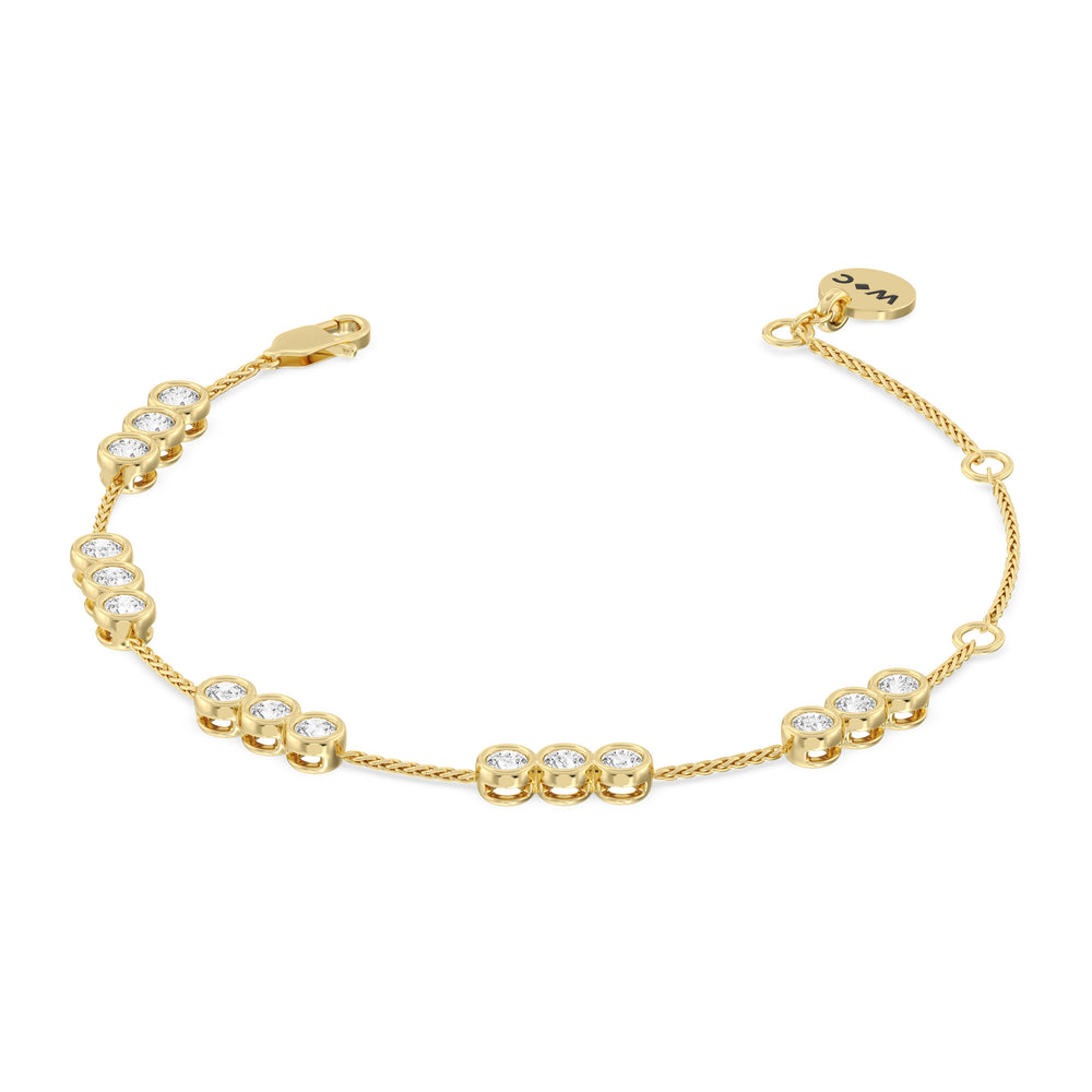 Three Bezel Station Bracelet with Lab Cut Diamond in 14KT Yellow Gold view 2
