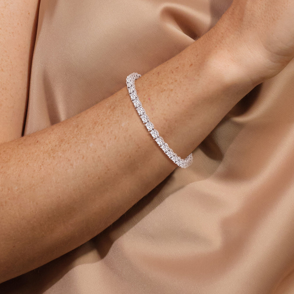 East-West Oval Tennis Bracelet with 7 Cut Diamond in 14KT Rose Gold view 3
