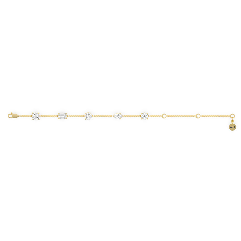 Multi Shape Station Diamond Bracelet with Lab Cut Diamond in 14KT Yellow Gold view 7
