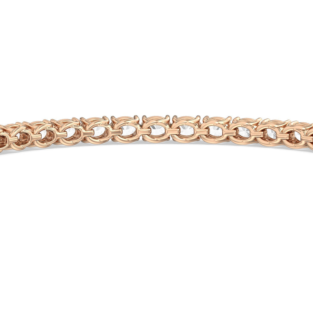East-West Oval Tennis Bracelet with 5 Cut Diamond in 14KT Rose Gold view 7
