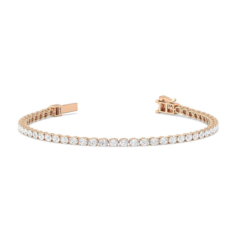 East-West Oval Tennis Bracelet with 5 Cut Diamond in 14KT Rose Gold view 1
