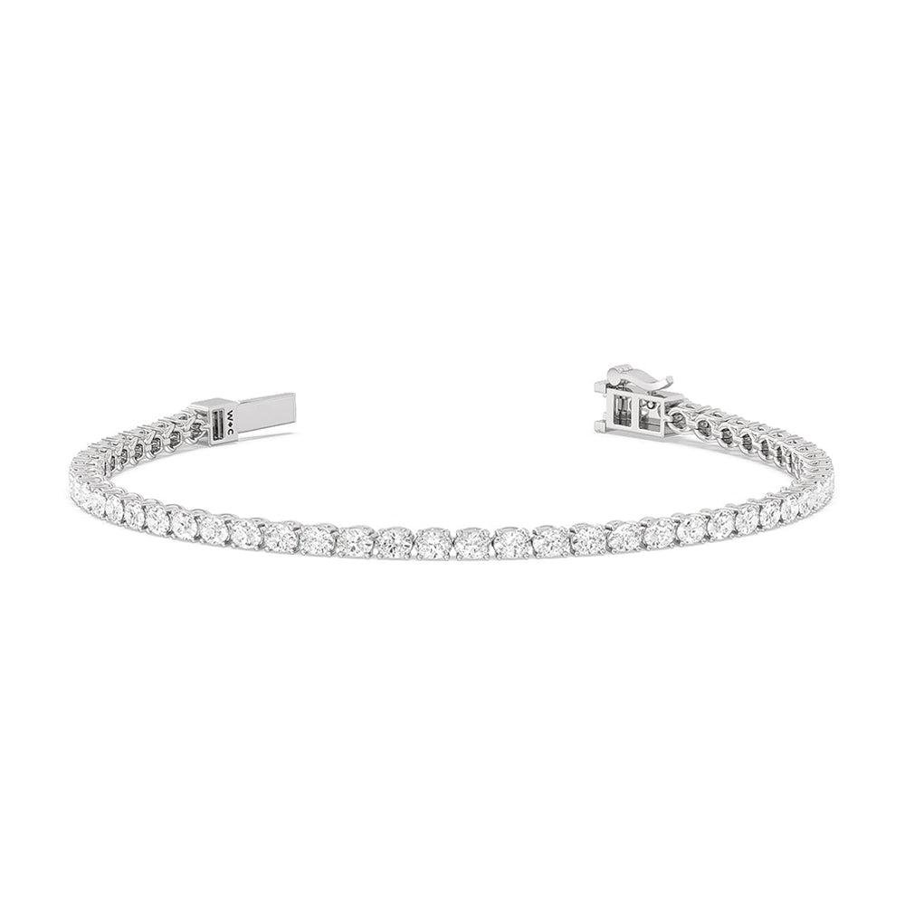 East-West Oval Tennis Bracelet with 5 Cut Diamond in 14KT White Gold view 1
