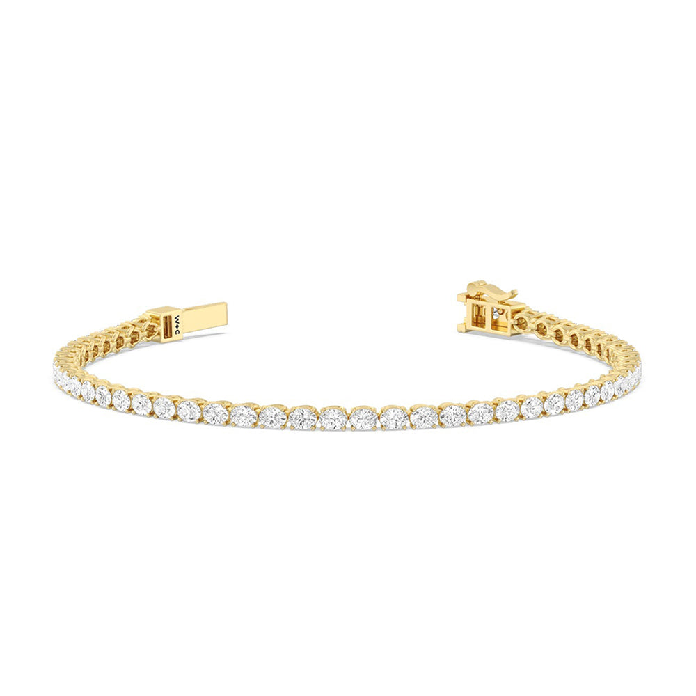 East-West Oval Tennis Bracelet with 5 Cut Diamond in 14KT Yellow Gold view 1
