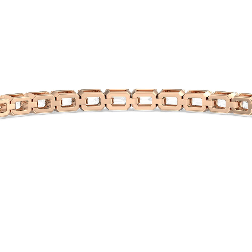 East-West Emerald Tennis Bracelet with 5 Cut Diamond in 14KT Rose Gold view 7
